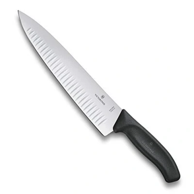 Image de Victorinox Swiss Classic Couteau à Découper avec Lame Alvéolée, Inoxydable, Acier Noir