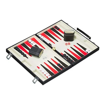 Image de Relaxdays Set Complet pour Jouer au Backgammon, Jeu de société, Mallette, Haute qualité, L x P : env. 47 36 cm, Noir, 10023503