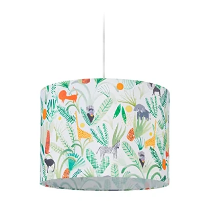 Image de Relaxdays Luminaire Suspendu, Chambre d’Enfant, Abat Jour Jungle, HxD : 140x35 cm, E27, Lampe à Suspension, Multicolore