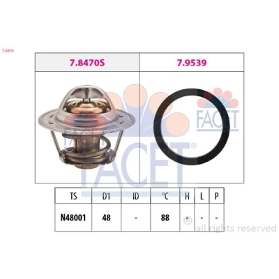 Image de FACET 7.8470 Thermostat d&#039;eau 88C 48mm Made in Italy OE Equivalent avec joint d&#039;étanchéite FORD: FIESTA 3, Transit Mk3 Van