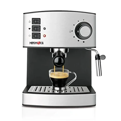 Image de Taurus Machine à expresso Mini Moka 850W, pour café moulu, 2 tasses, 15 bars, Système Extra Cream, Buse vapeur, Inox