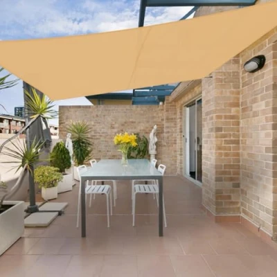 Image de HENG FENG Voile d&#039;ombrage Imperméable Rectangulaire 3X4m PES Toile Ombrage Auvent Protection des Rayons UV pour Extérieur Jardin Terrass Balcon Couleur Sable