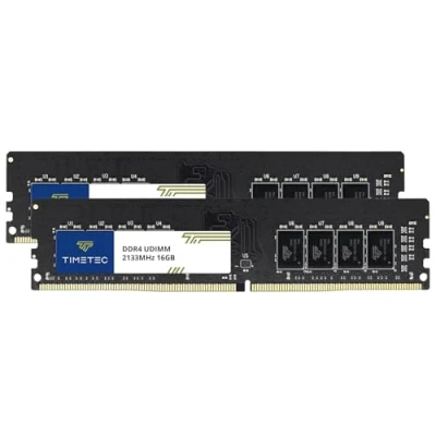 Image de Timetec 32 Go KIT (2x16Go) DDR4 2133MHz PC4 17000 Non ECC Unbuffered 1.2V CL15 2Rx8 Dual Rank 288 Pin UDIMM Ordinateur de Bureau Mémoire RAM Module Mise à Niveau