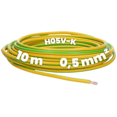 Image de Kalitec 10 m H05V K 0,5 mm² vert/jaune I Câble mm2 comme de câblage flexible en PVC Fil commutation