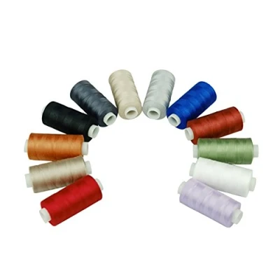 Image de Simthreads Filet de couture en coton à 12 couleurs, 500 mètres/bobine, pour machine coudre la maison