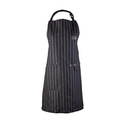 Image de MasterChef Tablier Cuisine Homme et Femme, Noir Blanc Pinstripe, Coton, avec Poches, Anti Chaleur Jusqu&#039;à 250C, Sangle Réglable en cuir PU, Lavable Machine, Unisexe