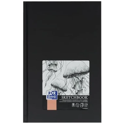 Image de Oxford Carnet de croquis A5 à couverture rigide avec reliure cousue, 192 pages, papier 100 g, noir, 1 pièce