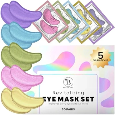 Image de BLOOMORA Patch Yeux Anti Cernes (30 paires) Masque avec Niacinamide et Acide Hyaluronique Poche Sous les Patchs Pour Mix