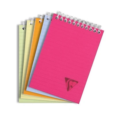 Image de Clairefontaine 328655C Collection Linicolor Fresh Un Bloc à Spirale A6 10,5x14,8 cm 160 Pages Détachables Petits Carreaux Papier Blanc 90 g Couverture Polypro Transparent Couleur Aléatoire