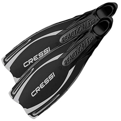 Image de Cressi Reation Ultra Visible Reaction Pro Palme chaussante Mixte, Noir/Argent, 46/47