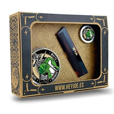 Image de HEY JOE Pomade Survival Kit MATT pommade MATE contient la 100 ml, 15 ml et notre peigne de poche fait à main