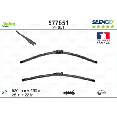 Image de Balai d&#039;essuie glace Valeo Silencio X.trm 577851 avant Sans Cadre Top Lock MERCEDES BENZ: Classe S Berline