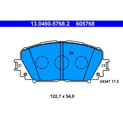 Image de ATE 13.0460 5768.2 Jeu de plaquettes frein contact signal d&#039;usure exclu TOYOTA: Yaris II 3/5 portes, III Verso S