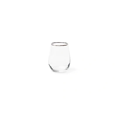 Image de Excelsa Platinum Lot de 6 verres à eau, verre soufflé, bord fil argenté, 470 ml