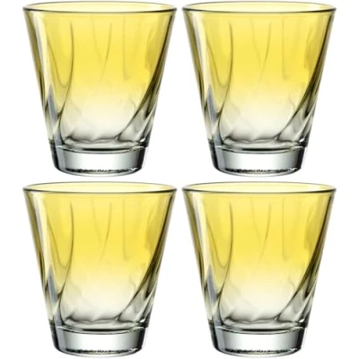 Image de LEONARDO HOME Twist 046966 Lot de 4 Verres à jus qualité supérieure et modernes eau ergonomiques incurvés Pour un usage quotidien Jaune 215 ml