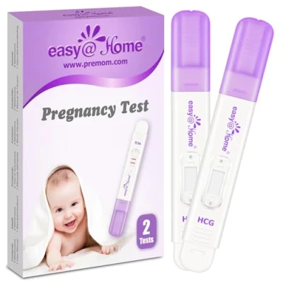 Image de Easy@Home Tests de Grossesse Précoces: 2 HCG Fiables pour Détection Sensible la Grossesse, Résultat Précis 10 mIU/mL Enregistré dans l’App PREMOM