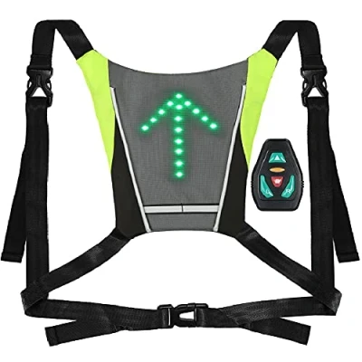 Image de Lixada Gilet de Cyclisme Réfléchissant, Réfléchissant Sac à Dos Attachement Clip, Rechargeable USB avec LED Clignotant Télécommande Équipement Sécurité pour Cyclisme, Course Pied