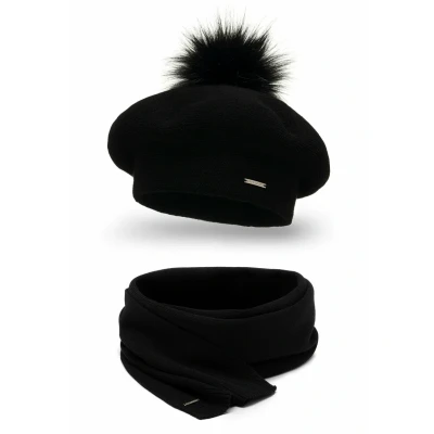 Image de Vivisence Beret AND SET Écharpe, Femme, Taille: One Size, Black