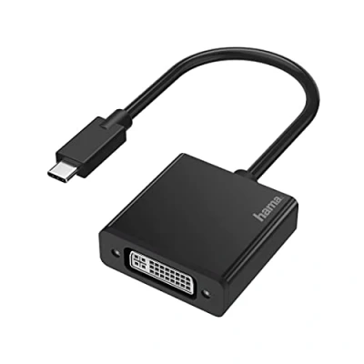 Image de Hama Adaptateur USB C DVI vers Moniteur pour transférer des données numériques et vidéo (4K, Prise étroite, matériaux Flexibles, Thunderbolt 3/4) Noir