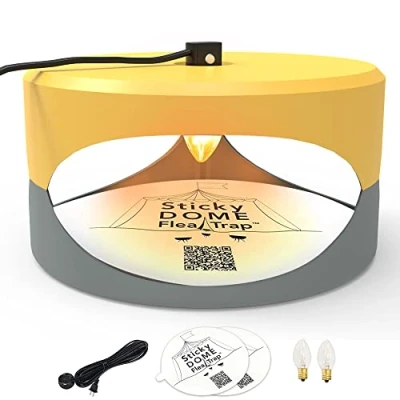 Image de ASPECTEK Sticky Dome Contre Les puces et punaises de lit avec 2 disques Colle Inclus. Inodore, sans Danger pour Enfants Animaux domestiques (EU Plug) Jaune Gris Clair