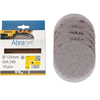 Image de MIRKA Abranet Disques abrasifs filet Ø 125 mm autoagrippant grain P240 10 pces pour poncer le bois, mastic, la peinture, plastique AE232F1025