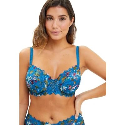 Image de SANS COMPLEXE Arum Mosaic Soutien Gorge, Imprime Floral Bleu Mykonos, 100F Femme