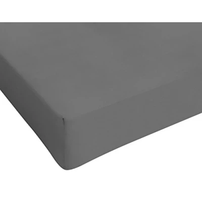 Image de Italian Bed Linen Max Color Drap Housse, 100 % Coton, Gris Fumée, 1 Place