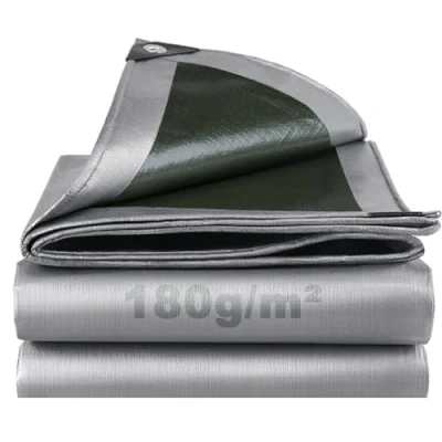 Image de SHANNA Bâche de Protection Exterieur avec Oeillets, 3x4m 180 g/m² PE Voiture Piscine, Imperméable Résistante aux Déchirures UV Intempéries, Multi Usage pour Meubles Jardin, Vert Argenté