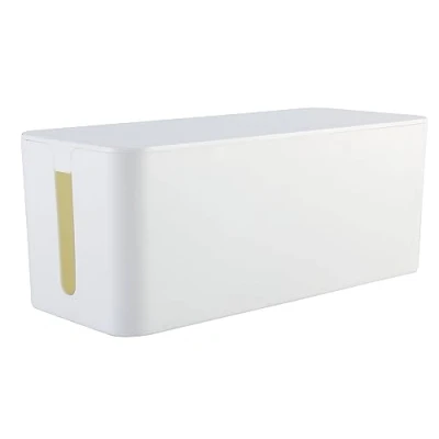 Image de RICOO Cache Multiprise Z3201 W, Boîte de Rangement pour Câbles Électriques, Boite Prise 32 x 13,5 12,7 cm, multiprise, Blanc avec 2 Ouvertures Latérales