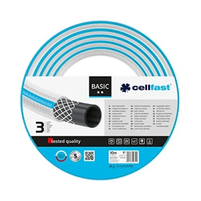 Image de Cellfast Tuyau d&#039;arrosage BASIC, flexible, 3 couches, renforcé avec un fil de qualité supérieure, résistant aux UV, 1&quot;, 10m, 10 431 Bleu
