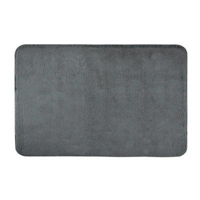 Image de WENKO tapis de bain Saravan, en matière microfibre douce (100 % polyester) avec hauteur poil 20 mm et dessous antidérapant, séchage rapide non pelucheux, 50 x 80 cm, anthracite