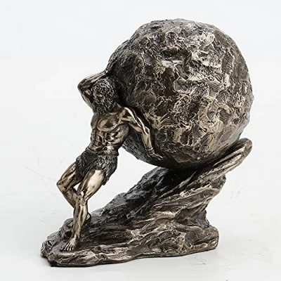Image de Veronese Design Figurine de collection Sisyphe roulant le Boulder en résine bronze coulée à froid 11,4 cm haut
