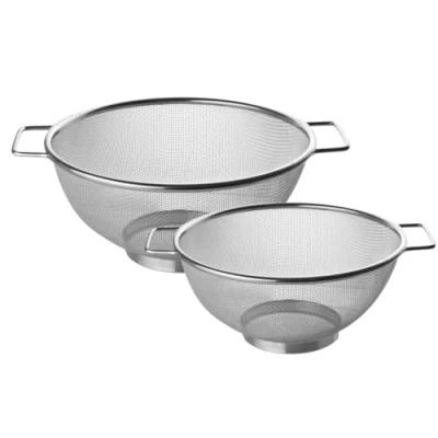 Image de Fackelmann 9983650 Set de 2 passoires INOX, Chinois, Tamis, Acier Inoxydable, Argent, Diamètres 20 cm et 26