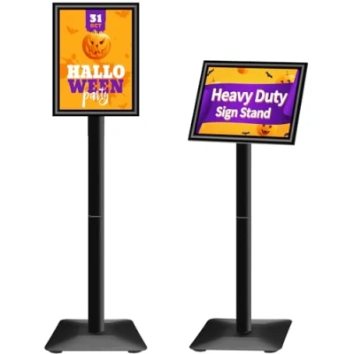 Image de VAIIGO support de panneau pour affiche A4, réglable avec base en fonte robuste, à poser au sol affiche, publicité, vente, signalisation, d&#039;affichage