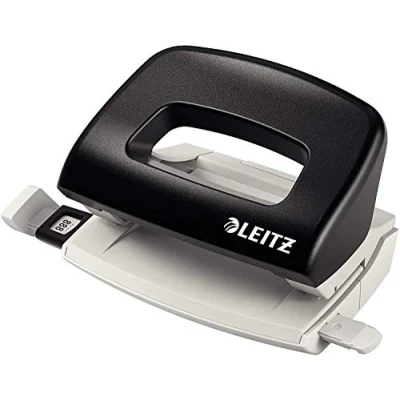 Image de Leitz Mini Perforatrice Sans Effort, Capacité 10 Feuilles, Noir, Métal, Réglette de Guidage avec Repères, NeXXt, 50580095