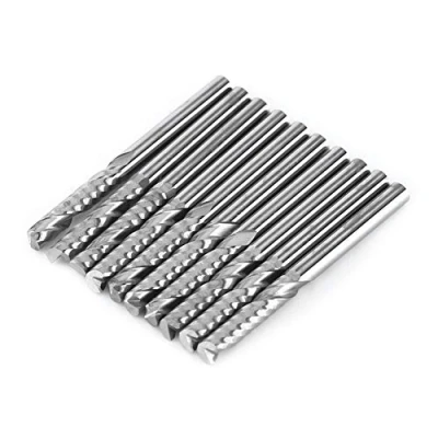Image de Akozon 10pcs Fraise Carbure De Tungstène Spirale Fin Fraises Unique Flûte Cutter CNC Routeur Bits 4mm Shank