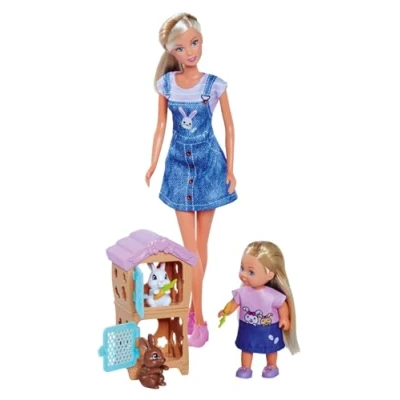Image de Simba Steffi Love Rabbit Family 105733667 Poupée de Jeu avec clapier et Deux Lapins 12 cm 29 À partir 3 Ans