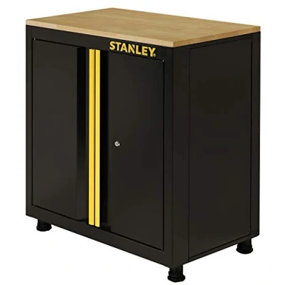 Image de Stanley STST97595 1 Armoire Basse à 2 Portes avec Pieds, Noir, 83,5 x 22,5 83 cm