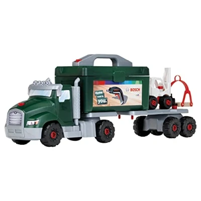 Image de Theo Klein 8640 Camion de Bricolage Bosch à Monter avec visseuse électronique Ixolino II Jeu Construction Plus 80 pièces Grue, Chariot élévateur pour Les Enfants dès 3 Ans