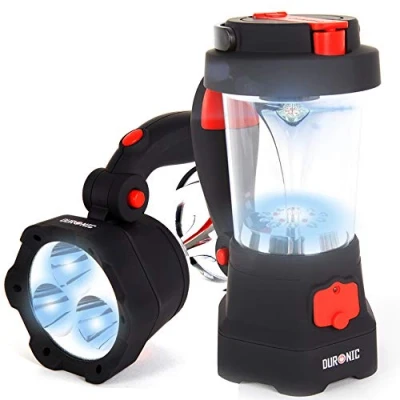 Image de Duronic Hurricane Lampe Torche Lanterne à Dynamo et USB 10 LED Signal d’Urgence Rouge Clignotant 3 Idéal pour Camping, randonnées, Jardin, Bricolage