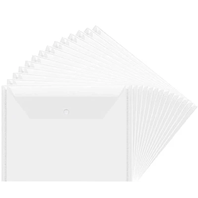 Image de ZuiJia Lot de 25 porte documents A4 transparent avec bouton pression, pochette transparente pour classer, organiser des documents.