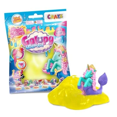 Image de CRAZE Magic Slime GALUPY Mermaid Enfant 75ml dans Un Sachet refermable avec Figurine de Licorne à nageoire sirène Jouet Fille