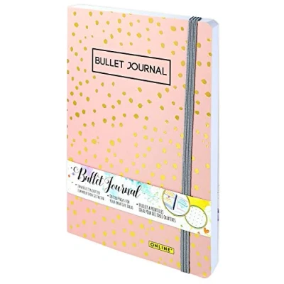 Image de Online journal en pointillé A5 papier epais premium 120g/m², FSC 144 pages carnet de notes design Spotlights Rose cahier relié bullet dotted
