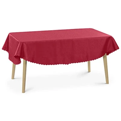 Image de JEMIDI Nappe élégante décorative, éclat Soyeux, 31 Tailles et 7 Couleurs, Polyester, Rouge foncé, Oval160x220