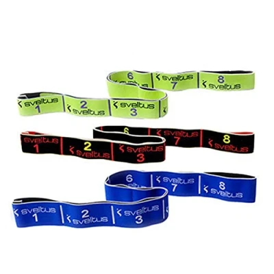 Image de Sveltus Lot de bandes élastiques avec affiche d&#039;exercices (français non garanti), bande résistance indéchirable, lavable, pour cross training et musculation., Combi