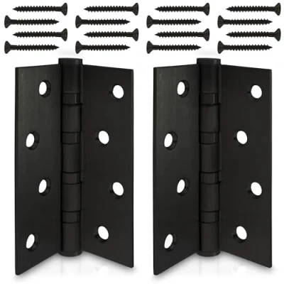Image de ECENCE 2x Noir charnière de porte en inox penture paumelle renforcée par 4 billes acier 304 (V2A) épaisseur du matériau 2,5 mm + vis pour portes massives