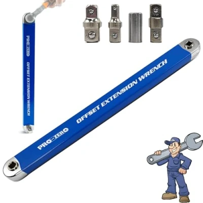 Image de Ukisisi Pro Zero Offset Extension Wrench，2024 New Wrench，Offset Extension，Extension Wrench，with 1/2&quot;,1/4&quot; and 3/8&quot; Square Drive Adapters (1 Pcs)