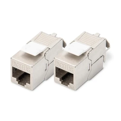 Image de DIGITUS Keystone Module Cat 6A Blindé 2 pièces RJ45 femelle 500 MHz 10GBase T AWG 26 22 Design possible Avec serre câble Montage sans outils