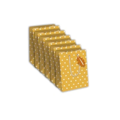 Image de Eurowrap X 30873 3Cpack Un Lot de 6 Sacs cadeaux Excellia Format Moyen 21,5x10,2x25,3cm 210g Motif : Étoiles Blanches Et Fond Jaune Idéal pour Livre, Jeu, Petits
