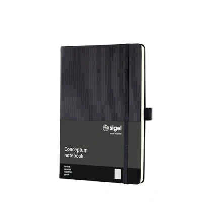 Image de SIGEL CO121 Carnet de notes premium à petits carreaux, A5, couverture rigide, noir Conceptum